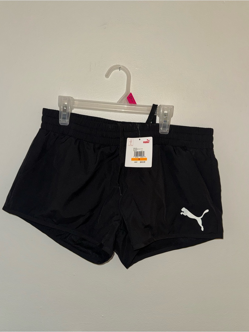 BNWT, PUMA, black regular fit active shorts, size small